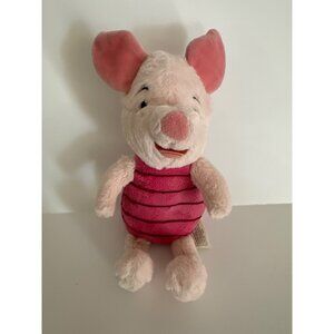 Disney World Piglet Plush Toy 9” Pink & Red Stripes Stuffed Animal